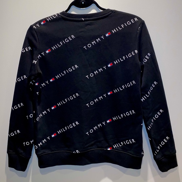 Tommy Hilfiger Black Logo Print Crew neck sweater extra small XS - Picture 2 of 2